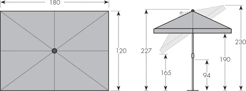Doppler ACTIVE parasol ogrodowy 180 x 120 cm antracyt