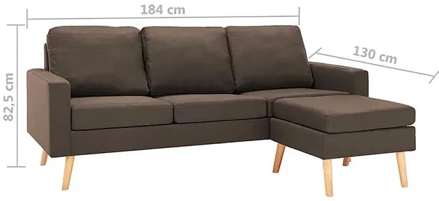 3-osobowa brązowa sofa z podnóżkiem - Muria 4Q