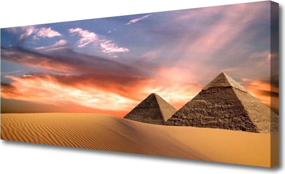 Fotoobraz na płótnie Pustynna Panorama z Piramidami