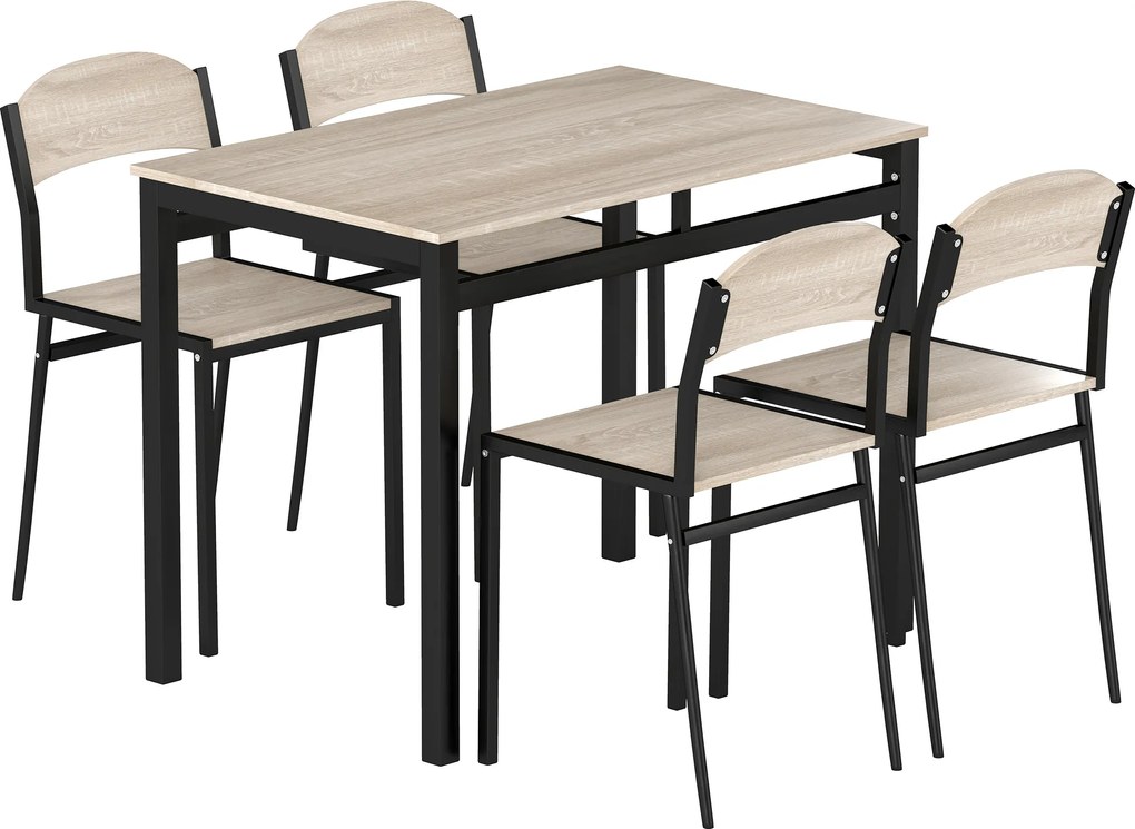 HOMCOM Zestaw jadalniany 5-częściowy, stół z 4 krzesłami, oszczędzający miejsce zestaw kuchenny, zestaw do jadalni, kuchnia, czarny