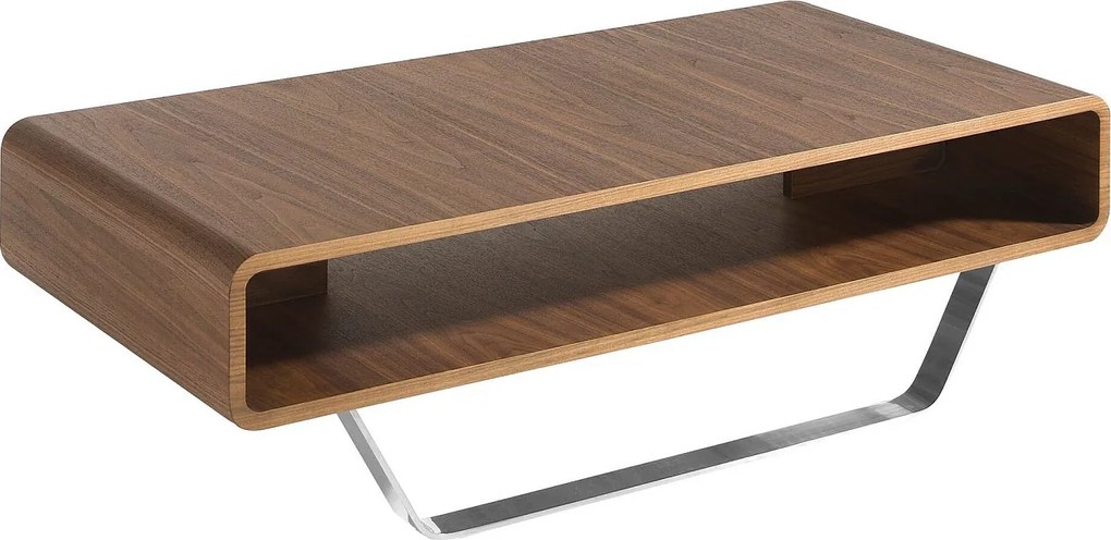 Prostokątny stolik kawowy z orzecha włoskiego i chromowanej stali 2002 ANGEL CERDA