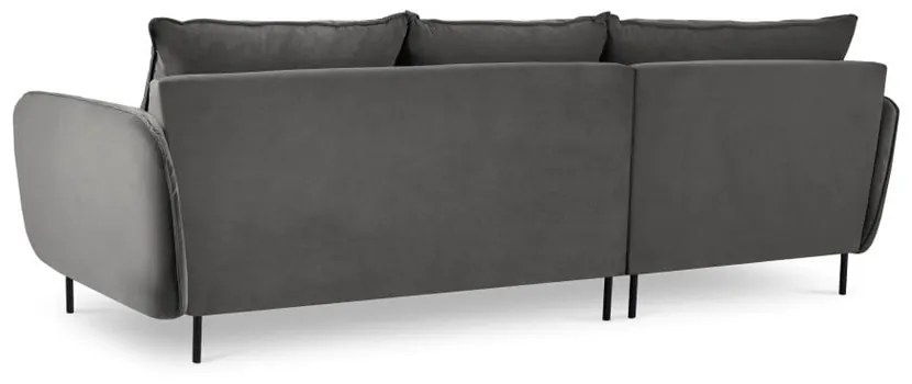 Ciemnoszara narożna aksamitna sofa lewostronna Cosmopolitan Design Vienna
