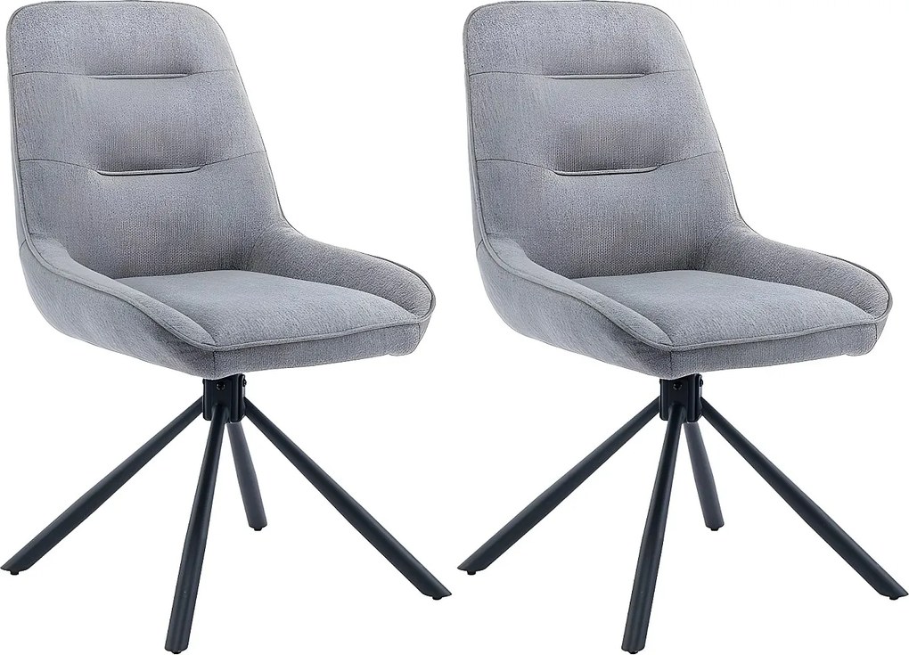 Zestaw krzeseł 2 szt. - tkanina i czarny metal - szary - KANO