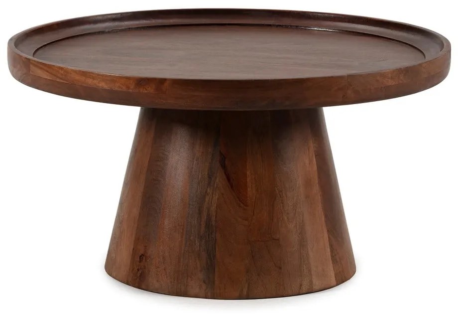 Ciemnobrązowy okrągły stolik z litego drewna mango ø 80 cm Rose – MOME