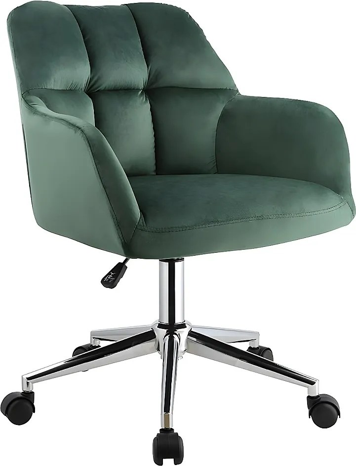 Fotel biurowy PEGA – welur – regulacja wysokości – kolor zielony