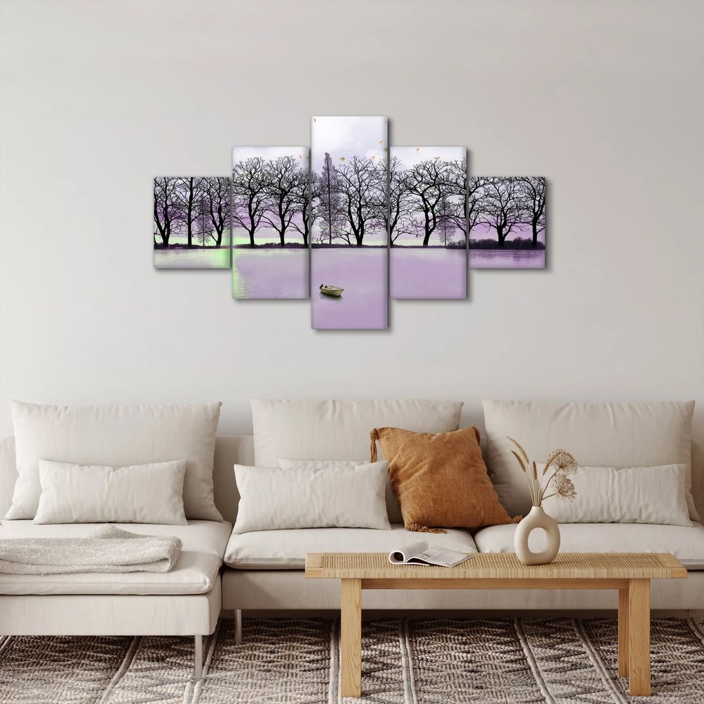 Obraz - Łodka na jeziorze (125x70 cm)