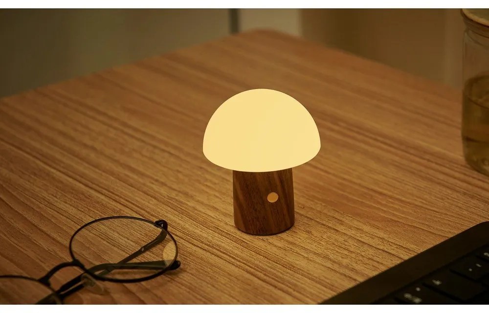 Biała/w ciemnym naturalnym kolorze lampa stołowa LED (wysokość 7 cm) Alice Mushroom – Gingko