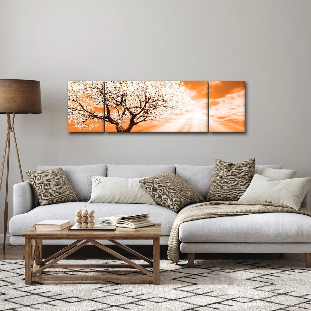 Pomarańczowy obraz drzewa (170x50 cm)
