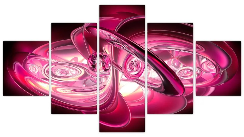 Obraz różowych fraktali (125x70 cm)
