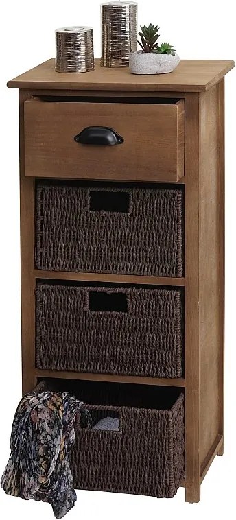 Komoda MCW-K84 z szufladami i koszykami,  ciemny brąz, kosze ciemny brąz