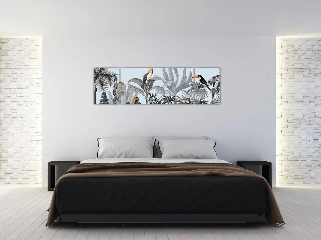 Obraz zwierząt w tropikalnym lesie (170x50 cm)