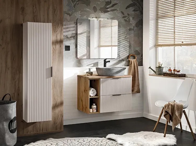 Beżowa wisząca szafka pod umywalkę 60 cm S2-L35