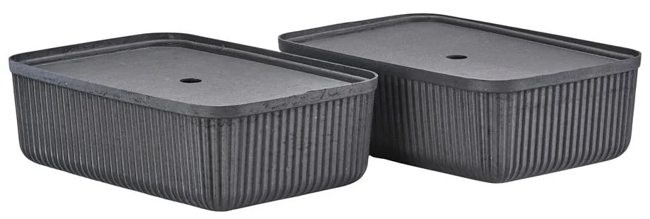 Czarne pojemniki zestaw 2 szt. z pokrywką 48x32x20,5 cm Pulp – Zone