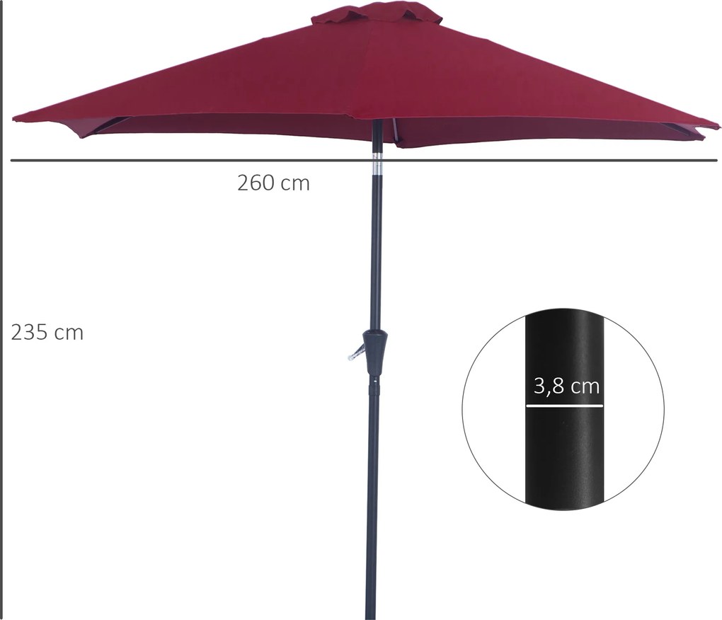 Outsunny Parasol Przegubowy Ogrodowy z Korbką Ręczną Czarny Ø2,7x2,35m | Aosom PL