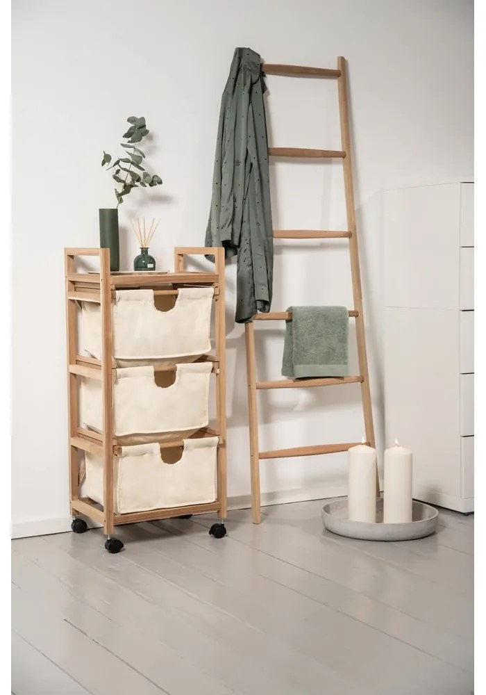 Beżowo-naturalna niska szafka łazienkowa z litego drewna akacjowego 44x96 cm Acina – Wenko