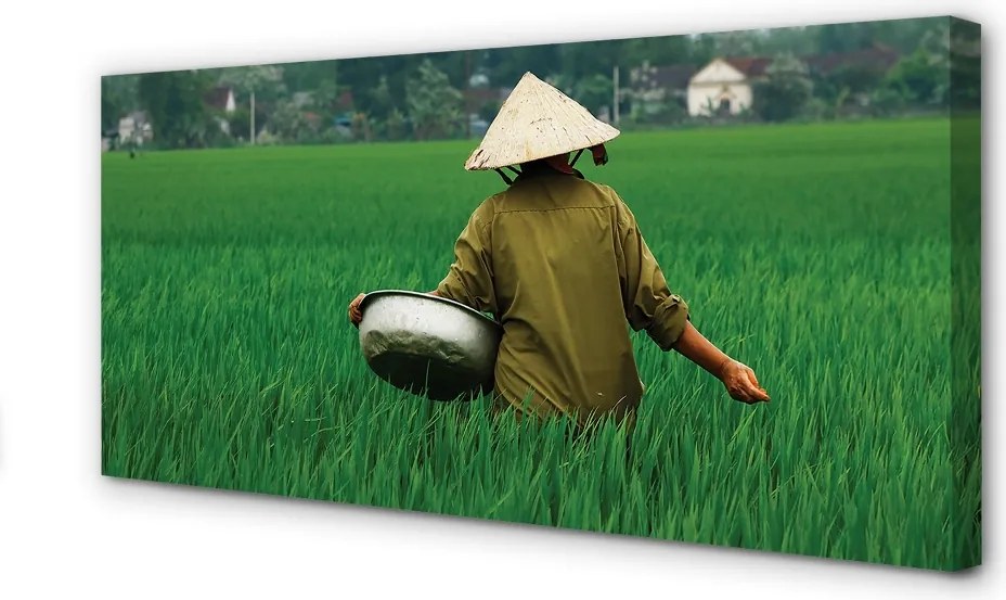 Fotoobraz na płótnie Człowiek na Trawie