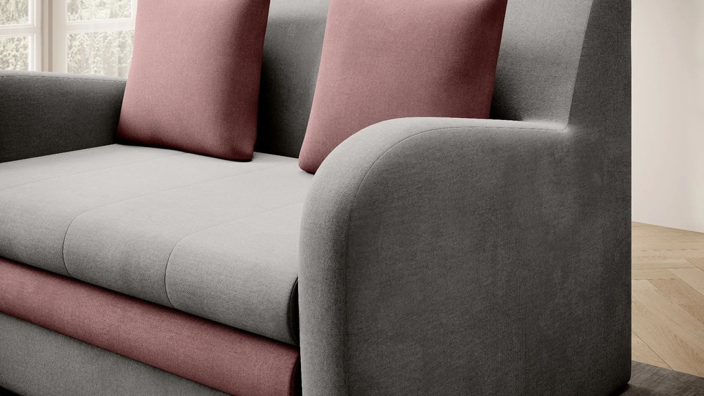 Sofa rozkładana z funkcją spania ARIO jasnoszara/różowa ELTAP