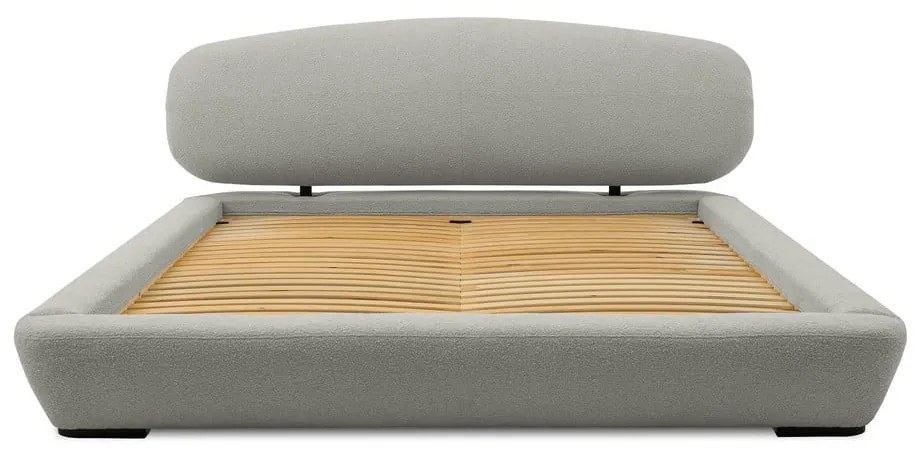 Jasnoszare tapicerowane łóżko dwuosobowe ze stelażem 140x200 cm Odette – Scandic