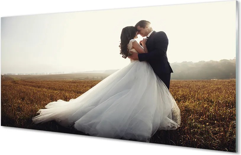 Panel szklany do Kuchni Para Młoda pod Błękitnym Niebem