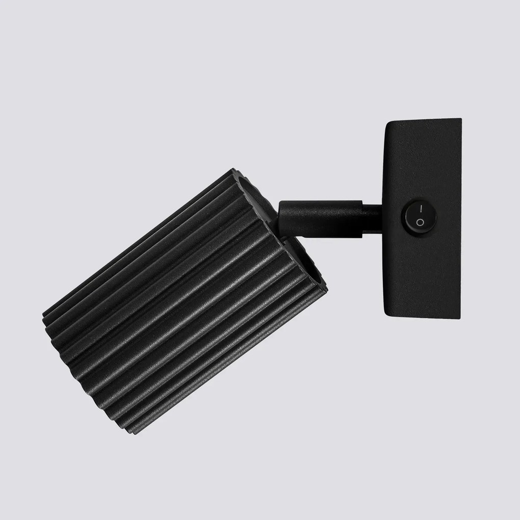Kinkiet KARBON czarny ryflowany z włącznikiem SOLLUX  LIGHTING