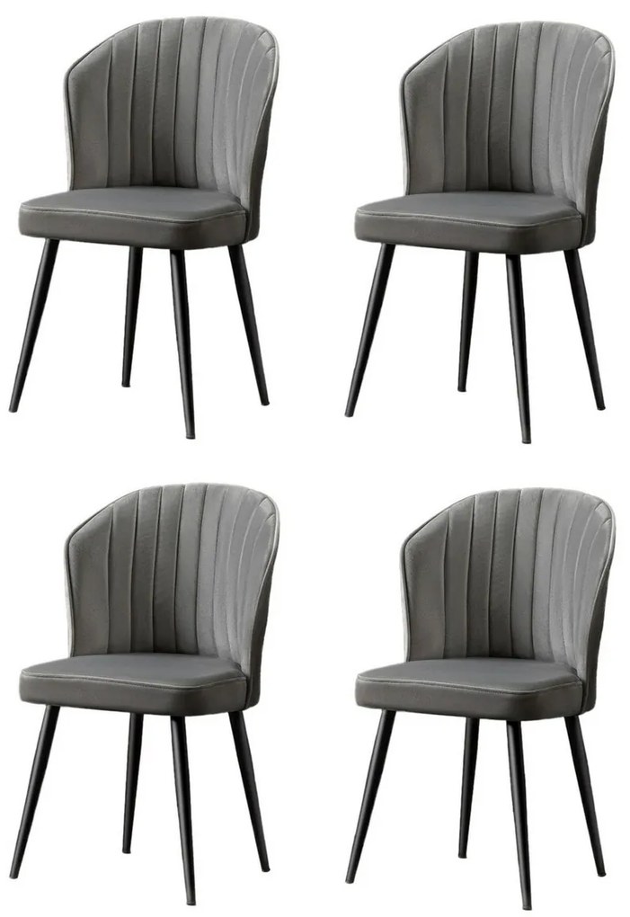 Zestaw krzeseł do jadalni Rubi Grey and Black, 4 szt.