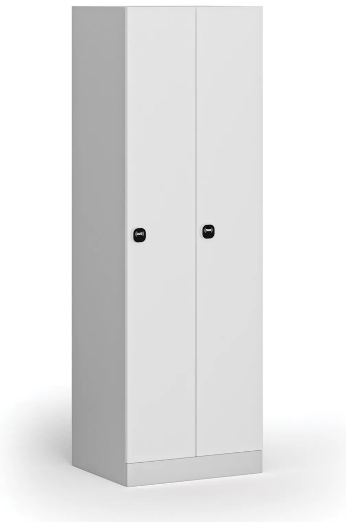 Szafka ubraniowa, 2-drzwiowa, 1850 x 600 x 500 mm, demontaż, zamek RFID, drzwi laminowane, biała