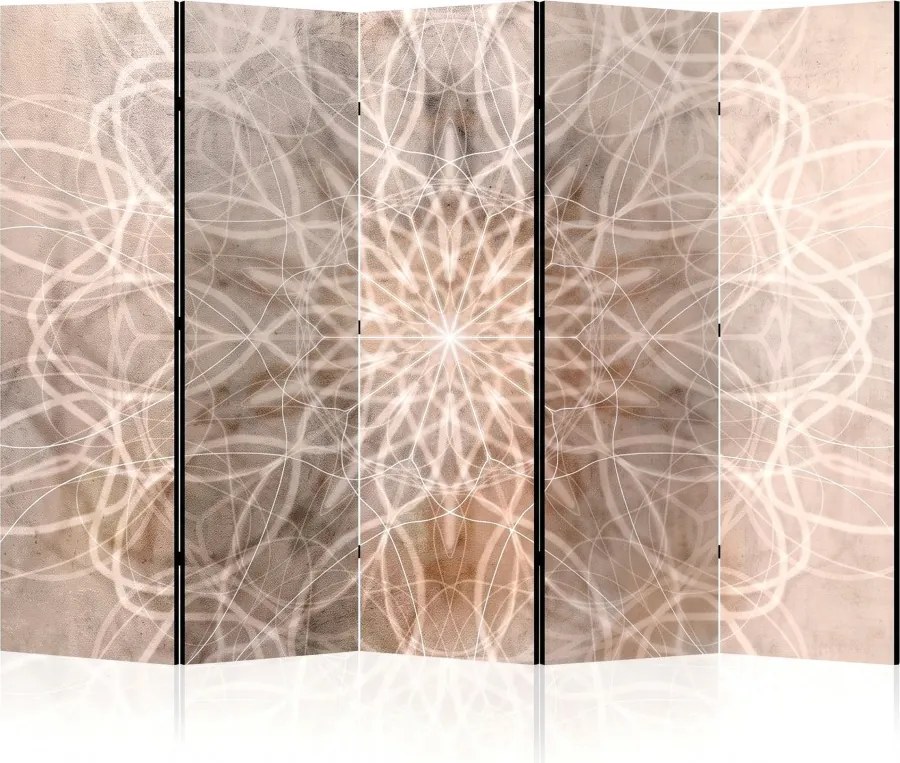 Parawan pokojowy 5-częściowy 225x172 Dwustronny dekoracyjny boho minimalistyczny Beżowy Mandala Z Betonu