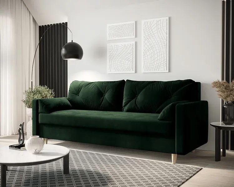 Sofa rozkładana zieleń butelkowa - Ahmo