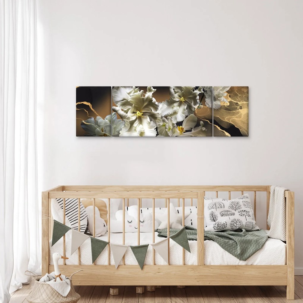 Obraz - Orchidea kwiaty na marmurowym tle (170x50 cm)