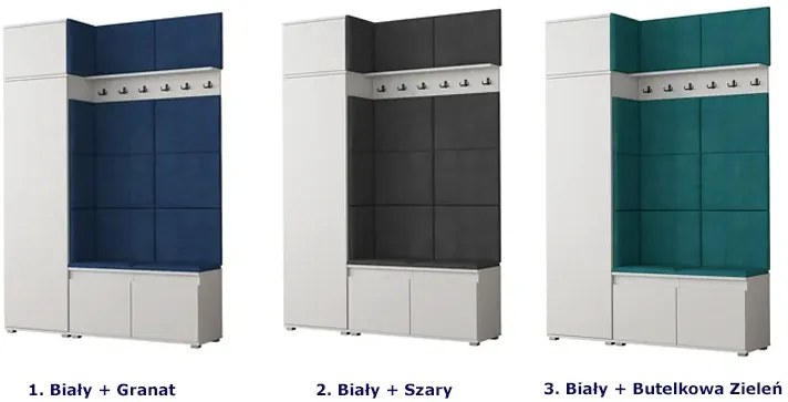 Garderoba z szafką na buty biały + butelkowa zieleń - Linez 5X