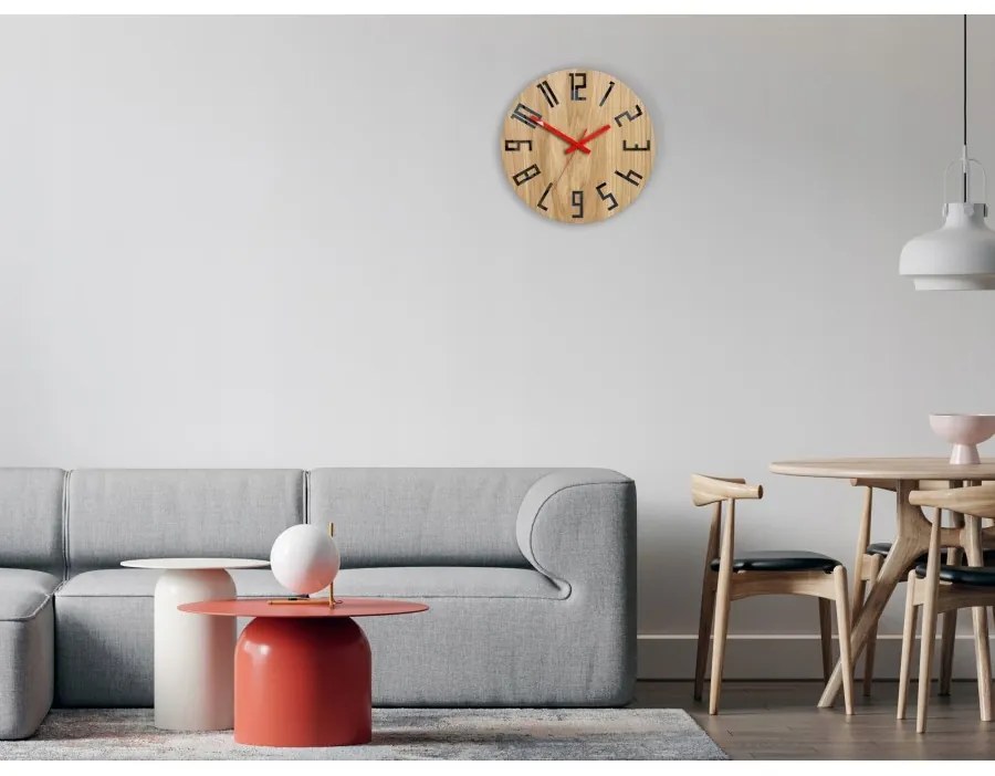 Zegar na ścianę nowoczesny drewniany z dużymi cyframi okrągły cichy loft