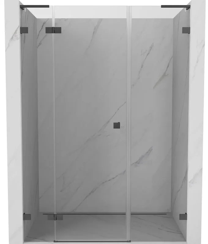 Mexen Lunar L drzwi prysznicowe uchylne lewe 145 cm, transparent, gun gray szczotkowany - 834SL-145-050-66-00-L