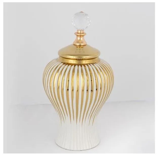 Słoik ceramiczny 35x17,5 cm złoty/biały