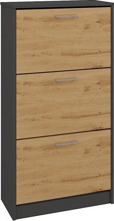 Szafka na obuwie PAULA | Antracyt/Dąb Artisan | 60x28x116 | Nowoczesna, Elegancka szafka na obuwie