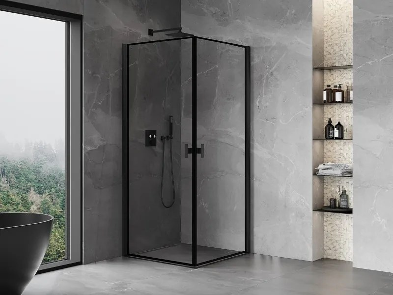 Mexen Mist-B Duo kabina prysznicowa uchylna 80 x 80 cm, czarna ramka, czarna - 8A2-080L-080P-70-70