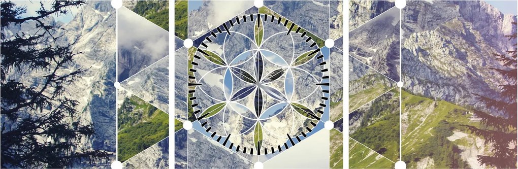 Obraz - Figura geometryczna (z zegarem) (90x30 cm)