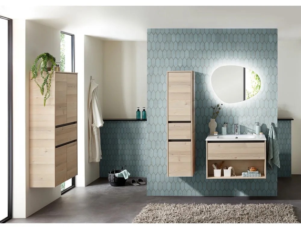 Wisząca szafka bez umywalki w dekorze sosny w naturalnym kolorze 51x80 cm Quickset 393 – Pelipal