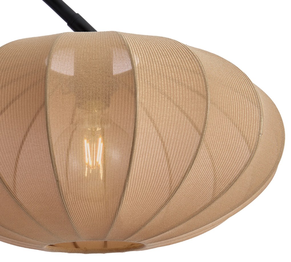 Luk Lampa łukowa Japandi czarna z brązowym kloszem - BidaJapandi Oswietlenie wewnetrzne