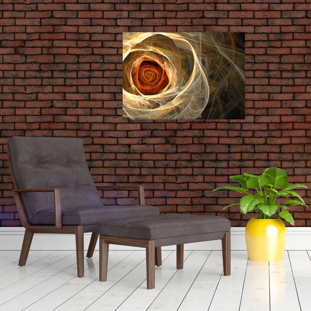 Obraz - Abstrakcyjne róże w ognistych kolorach (70x50 cm)