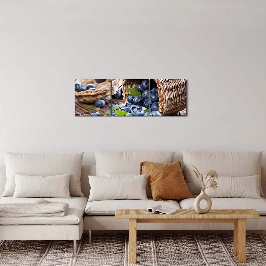 Obraz - Soczyste jagody (z zegarem) (90x30 cm)