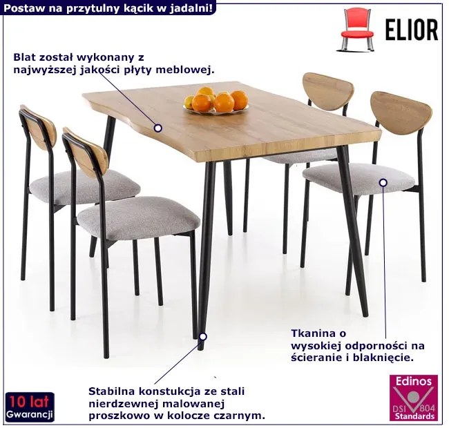 Prostokątny stół z 4 krzesłami - Insea