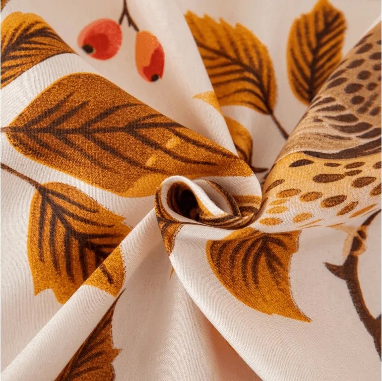 PrzytulneMieszkanie.pl Prześcieradło z mikrofibry BIRDS PUMPKIN brązowe 90x200 cm