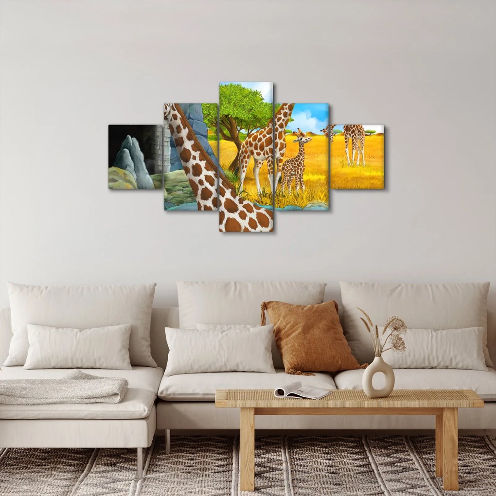 Obraz - Rodzina żyraf (125x70 cm)