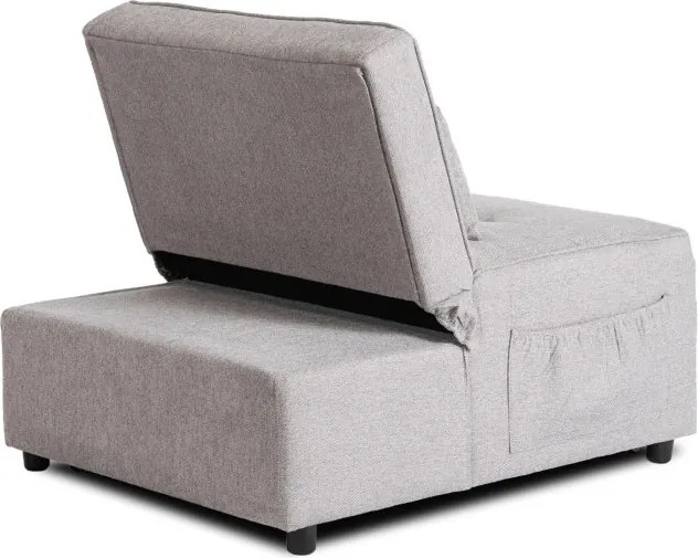 Fotel Wypoczynkowy Rozkładany IBERIS 80 cm Szary Tapicerowany Nowoczesny