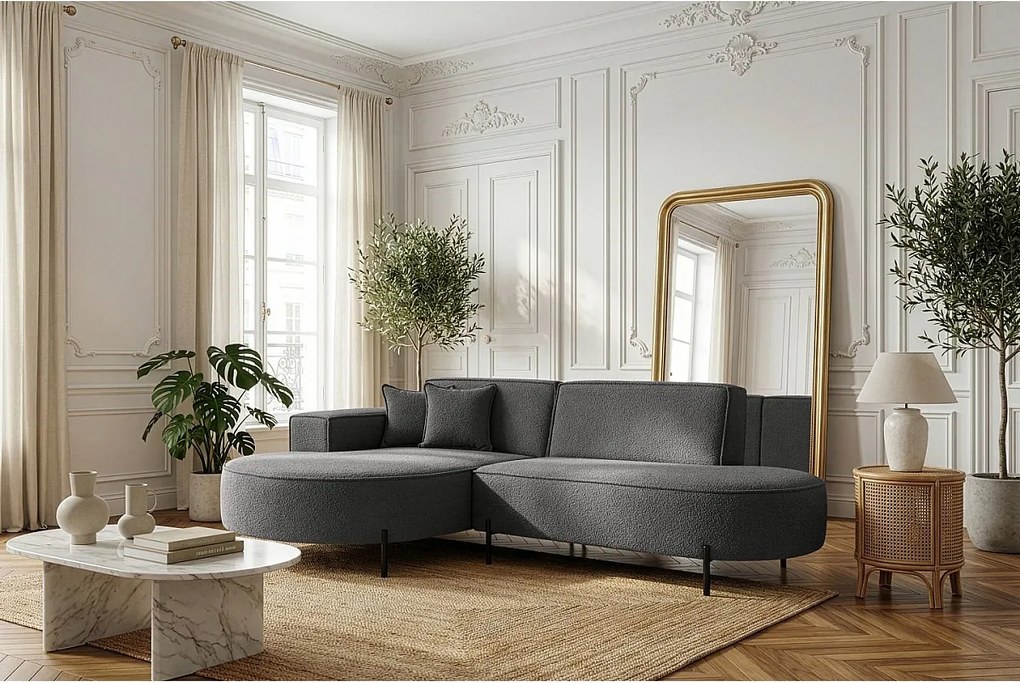 Narożnik Parma Studio Hills, do salonu, tkanina Quelle, lewy, szary (92)