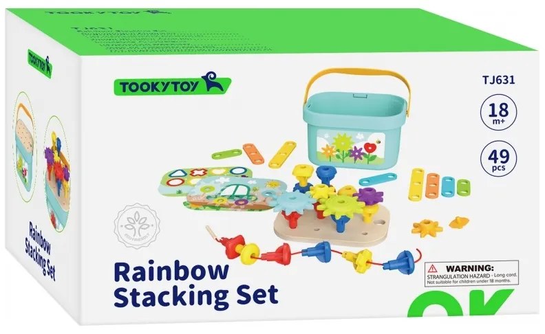 Tooky toy układanka montessori kołki w pudełku stosy nawlekanka
