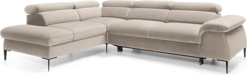 Masseno Narożnik MESTO z funkcją spania i pojemnikiem na pościel Narozniki L, Rozkładana sofa - Beżowy, VOGUE 02