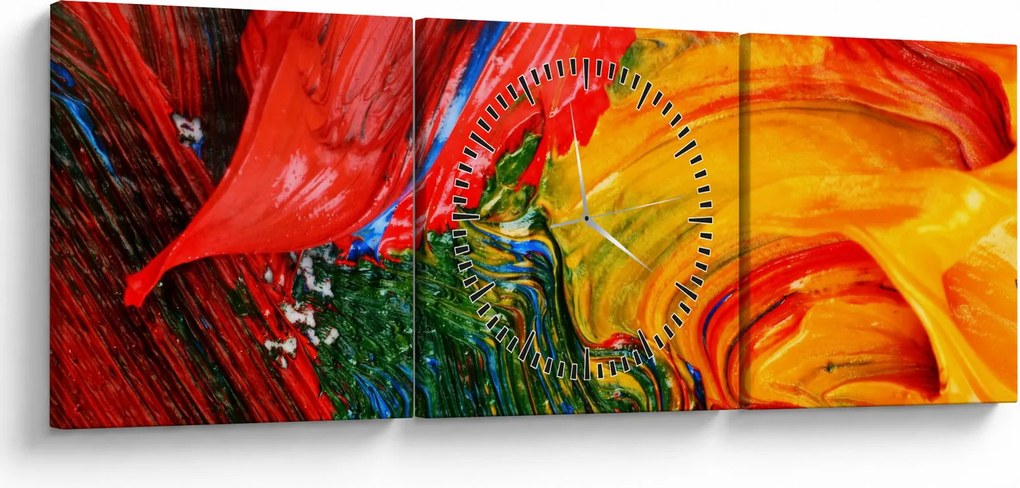 Obraz - Niebieska abstrakcja za pomocą pędzla (z zegarem) (90x30 cm)
