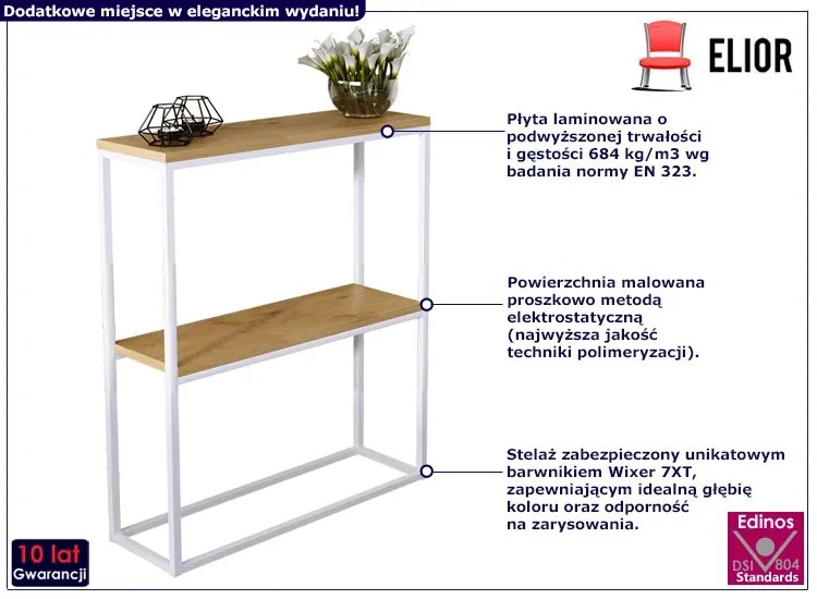 Minimalistyczna konsola biały + dąb lancelot - Carello 5X