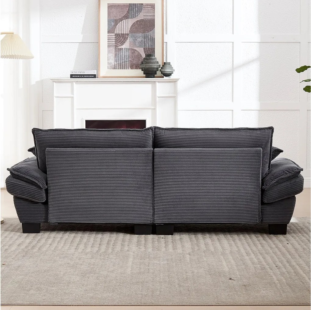 Nowoczesna sofa dwuosobowa - 224 x 81 x 81 cm - z kołdrą - do sypialni i biura - aksamitna - szara